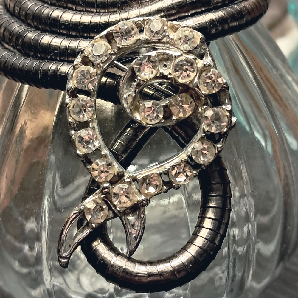 Vintage 1950's AJC Curled Design Rhinestone Brooch